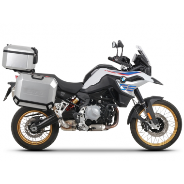 Complete set of aluminum cases SHAD TERRA, 55L topcase + 36L / 47L side cases, including mounting kit and plate SHAD BMW F750 GS / F850 GS