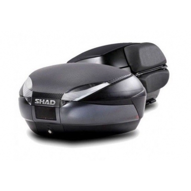 Centrinė daiktadėžė SHAD SH48, tamsiai pilkos spalvos with backrest, carbon cover and PREMIUN SMART lock