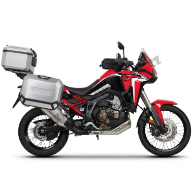 Complete set of aluminum cases SHAD TERRA, 48L topcase + 36L / 47L side cases, including mounting kit and plate SHAD HONDA CRF 1100 Africa Twin