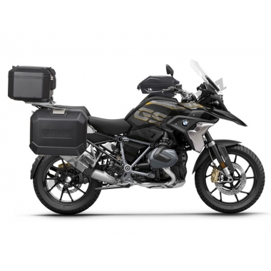 Complete set of black aluminum cases SHAD TERRA, 48L topcase + 36L / 47L side cases, including mounting kit and plate SHAD BMW R 1200 GS/ R 1200 GS Adventure/ R 1250 GS/ R 1250 GS Adventure