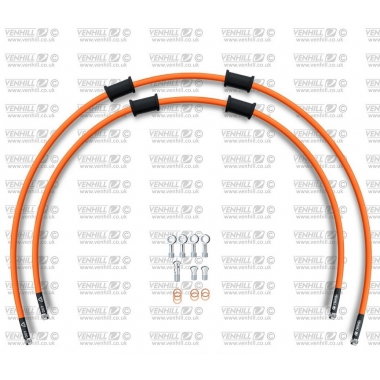 CROSSOVER Front brake hose kit Venhill POWERHOSEPLUS (2 žarnelės rinkinyje) Orange hoses, chromed fittings