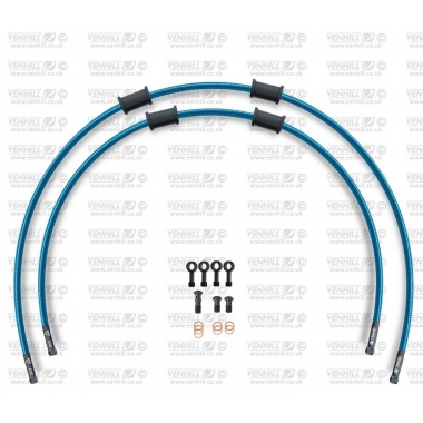 CROSSOVER Front brake hose kit Venhill POWERHOSEPLUS (2 žarnelės rinkinyje) Translucent blue hoses, black fittings