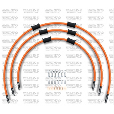 CROSSOVER Front brake hose kit Venhill POWERHOSEPLUS (3 žarnelės rinkinyje) Orange hoses, chromed fittings