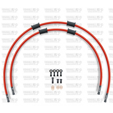 CROSSOVER Front brake hose kit Venhill POWERHOSEPLUS (2 žarnelės rinkinyje) Red hoses, black fittings