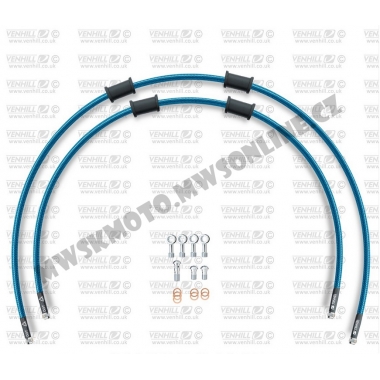 CROSSOVER Front brake hose kit Venhill POWERHOSEPLUS (2 žarnelės rinkinyje) Translucent blue hoses, stainless steel fittings