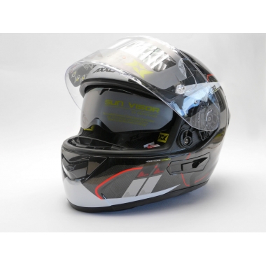 FULL FACE helmet AXXIS RACER GP CARBON SV spike a0 gloss pearl white, XS dydžio