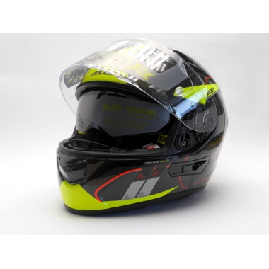 FULL FACE helmet AXXIS RACER GP CARBON SV spike a3 gloss fluor yellow, XS dydžio