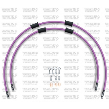 Galinės stabdžių žarnelės rinkinys Venhill POWERHOSEPLUS (2 žarnelės rinkinyje) Purple hoses, stainless steel fittings