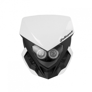 Headlights POLISPORT LOOKOS EVO Standard Version with LED (headlight+battery) balta/juoda