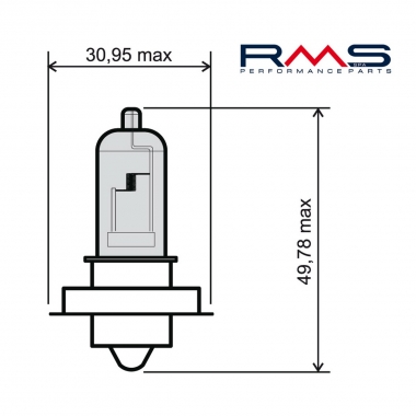 Lemputė RMS 12V 15W, P26S, baltos spalvos