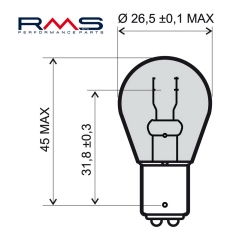 Lemputė RMS 246510365 12V 21/5W, BAY15D, baltos spalvos