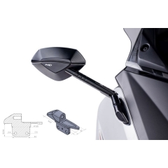 Mirror adaptor PUIG ADAPTER RIGHT SIDE FOR FAIRING TMAX 12'-13' 9574N, juodos spalvos to fairing