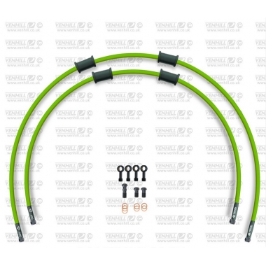 RACE Front brake hose kit Venhill POWERHOSEPLUS (2 žarnelės rinkinyje) Green hoses, black fittings