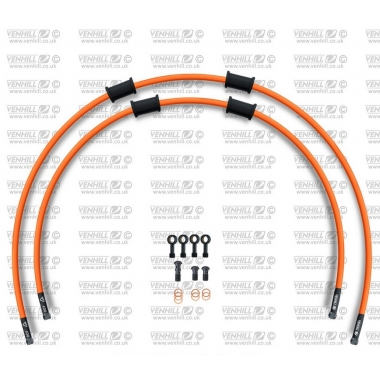 RACE Front brake hose kit Venhill POWERHOSEPLUS (2 žarnelės rinkinyje) Orange hoses, black fittings