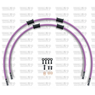 RACE Front brake hose kit Venhill POWERHOSEPLUS (2 žarnelės rinkinyje) Purple hoses, black fittings