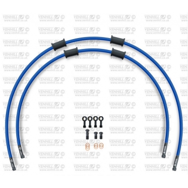 RACE Front brake hose kit Venhill POWERHOSEPLUS (2 žarnelės rinkinyje) Solid blue hoses, black fittings