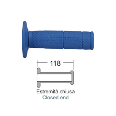 Rankenų komplektas vairams DOMINO CROSS-ENDURO 184170080, mėlynos spalvos 118 mm