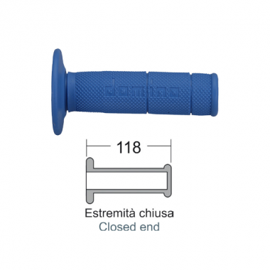 Rankenų komplektas vairams DOMINO CROSS-ENDURO, mėlynos spalvos 118 mm