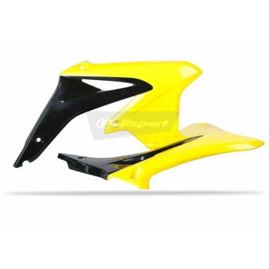 Radiator scoops POLISPORT (pair) black/yellow RM01