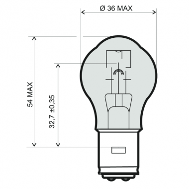 Lamp RMS 12V 45/40W BA20D - white (10pcs)