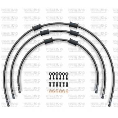 STANDARD Front brake hose kit Venhill POWERHOSEPLUS (3 žarnelės rinkinyje) Black hoses, black fittings