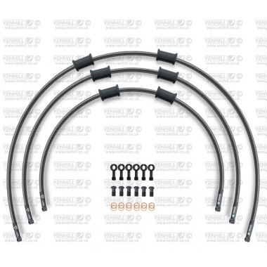 STANDARD Front brake hose kit Venhill POWERHOSEPLUS (3 žarnelės rinkinyje) Carbon hoses, black fittings