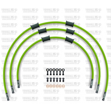 STANDARD Front brake hose kit Venhill POWERHOSEPLUS (3 žarnelės rinkinyje) Green hoses, black fittings