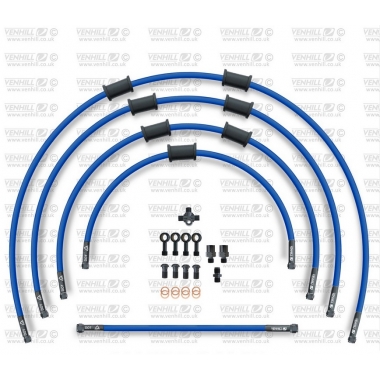 STANDARD Front brake hose kit Venhill POWERHOSEPLUS (3 žarnelės rinkinyje) Solid blue hoses, black fittings