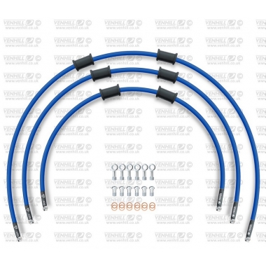 STANDARD Front brake hose kit Venhill POWERHOSEPLUS (3 žarnelės rinkinyje) Solid blue hoses, chromed fittings