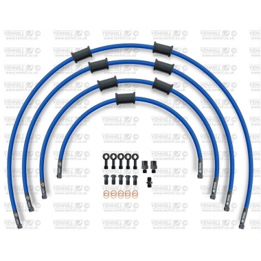 STANDARD Front brake hose kit Venhill POWERHOSEPLUS (4 žarnelės rinkinyje) Solid blue hoses, stainless steel fittings