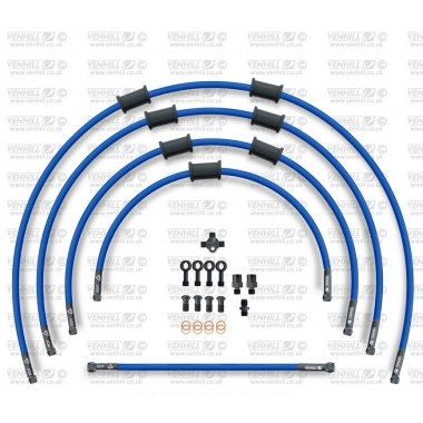STANDARD Front brake hose kit Venhill POWERHOSEPLUS (5 žarnelės rinkinyje) Solid blue hoses, stainless steel fittings