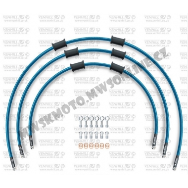 STANDARD Front brake hose kit Venhill POWERHOSEPLUS (3 žarnelės rinkinyje) Translucent blue hoses, stainless steel fittings