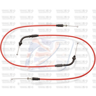 Throttle cables (pair) Venhill featherlight, raudonos spalvos