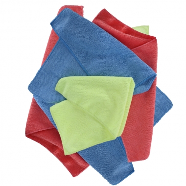 ŠEPETYS/KEMPINĖ OXFORD MICROFIBRE TOWELS PACK OF 6 BLUE/YELLOW/RED