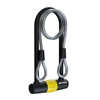 OXFORD MAGNUM DUO U-LOCK (315MM X 170MM) WITH BRACKET & CABLE 1.2M X 12MM