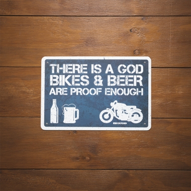 OXFORD GARAGE METAL SIGN: THERE IS A GOD