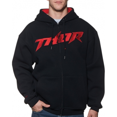 THOR PINNED WAFFLE BLACK/RED ZIP-UP PULLOVER