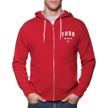 THOR SHOP RED-WHITE ZIP-UP PULLOVER